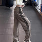 Solid Color Vintage Drawstring Straight Leg Pants