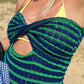 Vintage Twist Cutout Striped Knit Crop Bandeau Top