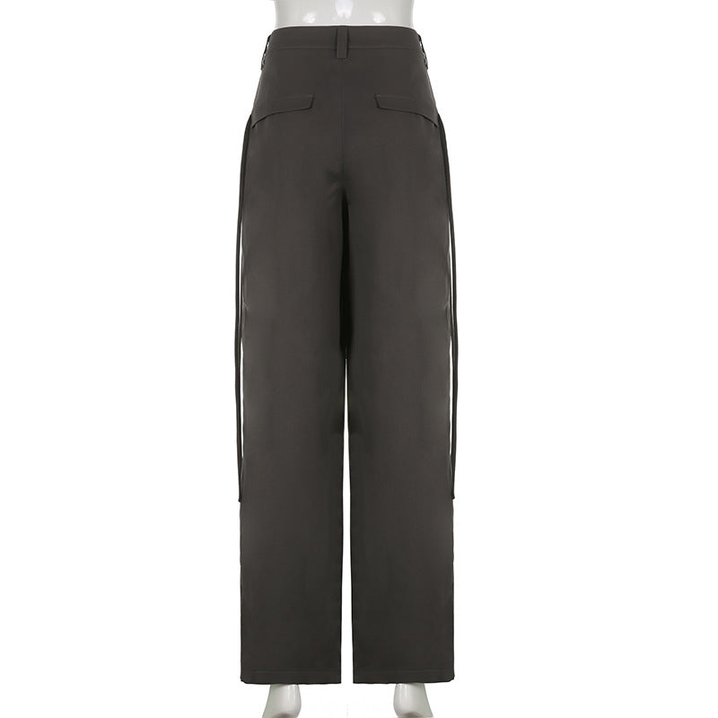 Solid Y2K Crossover Pleated Pants