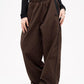 Brown Retro Piping Elastic Waist Baggy Sweatpants