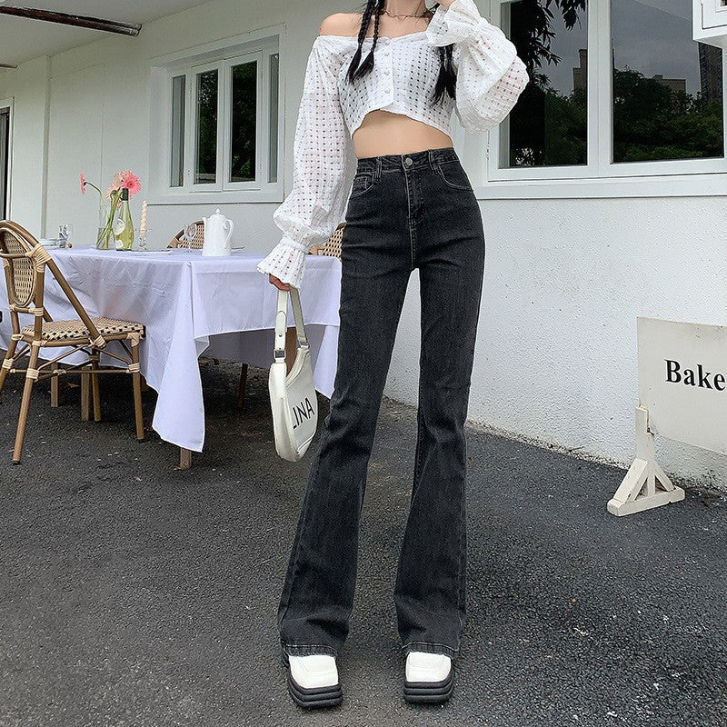 Basic Vintage Mid Waist Flared Jeans