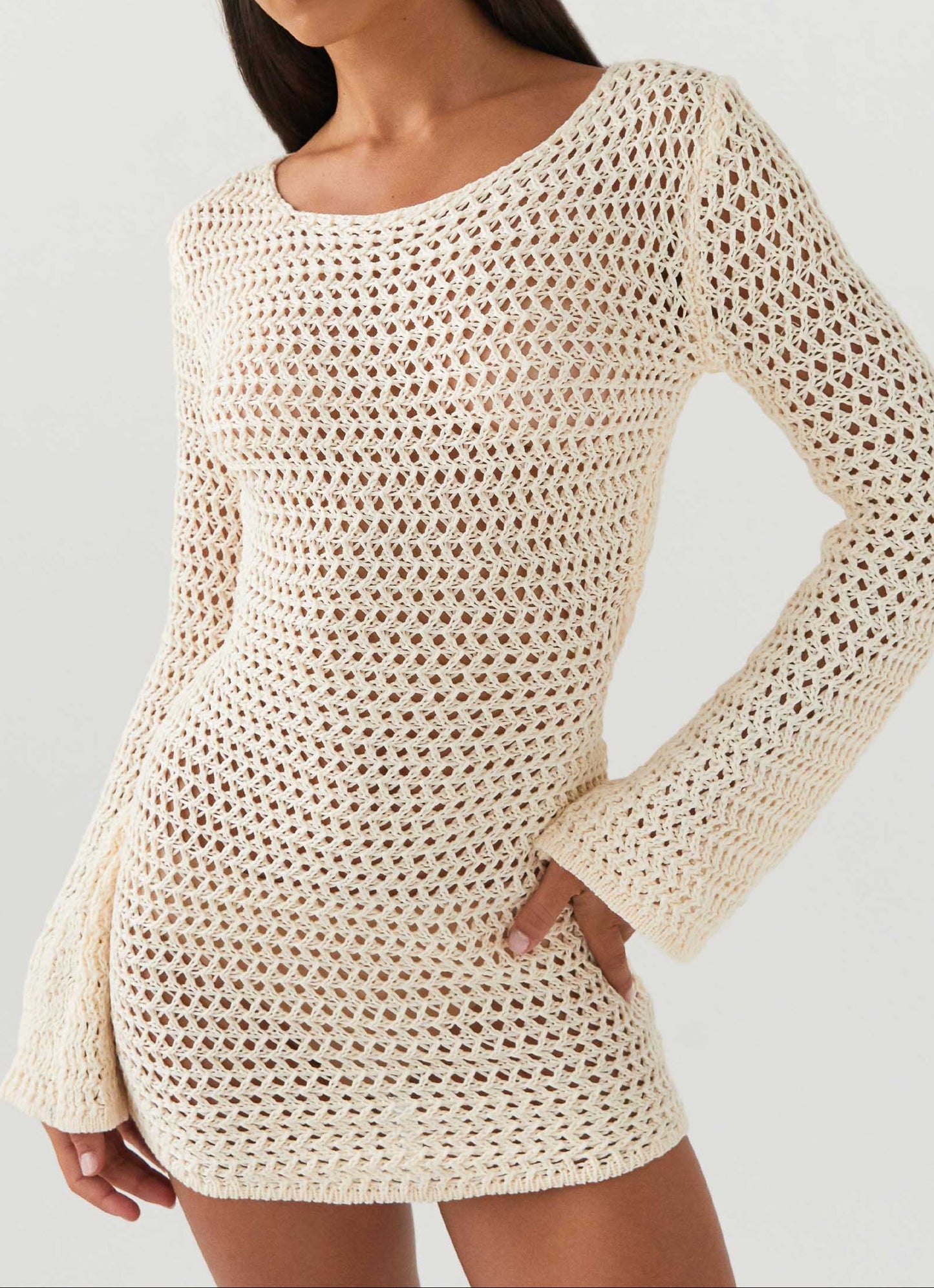 Filide Häkel Minikleid – Elfenbein
