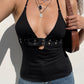 Black halter cami top with buckle