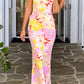 Barbarella Maxikleid mit Erdbeer Mädchen Print