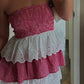 Fabiana Red and White Strapless Mini Dress