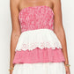 Fabiana Red and White Strapless Mini Dress