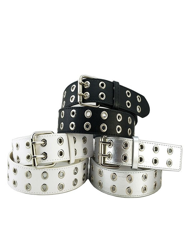 Hip Pop belt with metal decoration and eyelet buckle