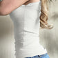 White vintage tank top with lace trim