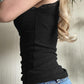 Vintage Black Tank Top with Lace Trim