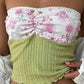 Cute Floral Knitted Bandeau Top with Patchwork