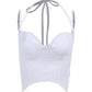 White Y2k Floral Asymmetric Corset Top