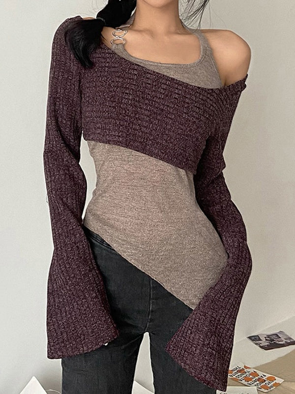 Classic Solid Slim Fit Halter Sweater