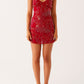 Pazienza Paillettenspitzen Minikleid – Rot
