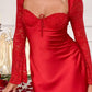 Romancia Rotes Langarm Minikleid