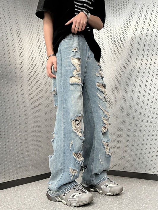 Vintage Men's Ripped Distressed Denim Boyfriend Jeans