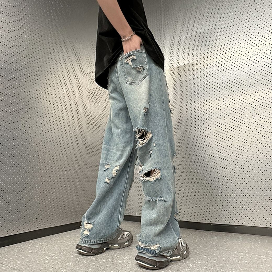 Vintage Men's Ripped Distressed Denim Boyfriend Jeans