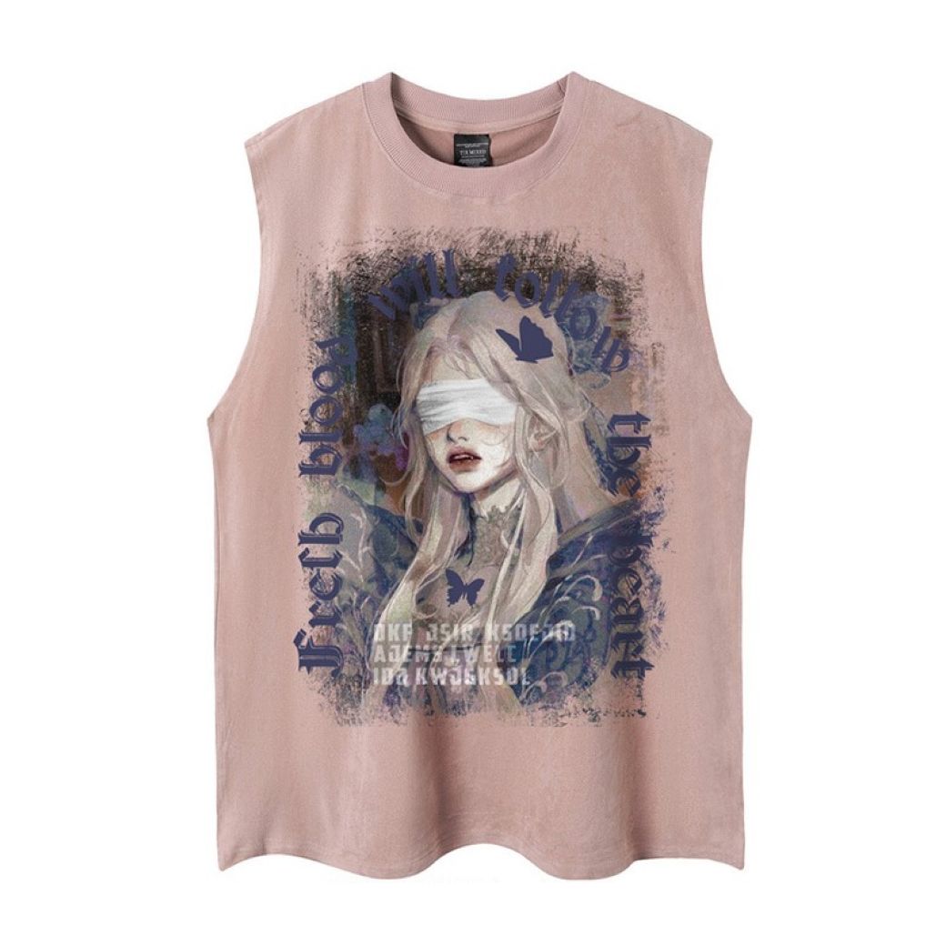 Hip hop oversize tank top with girl print