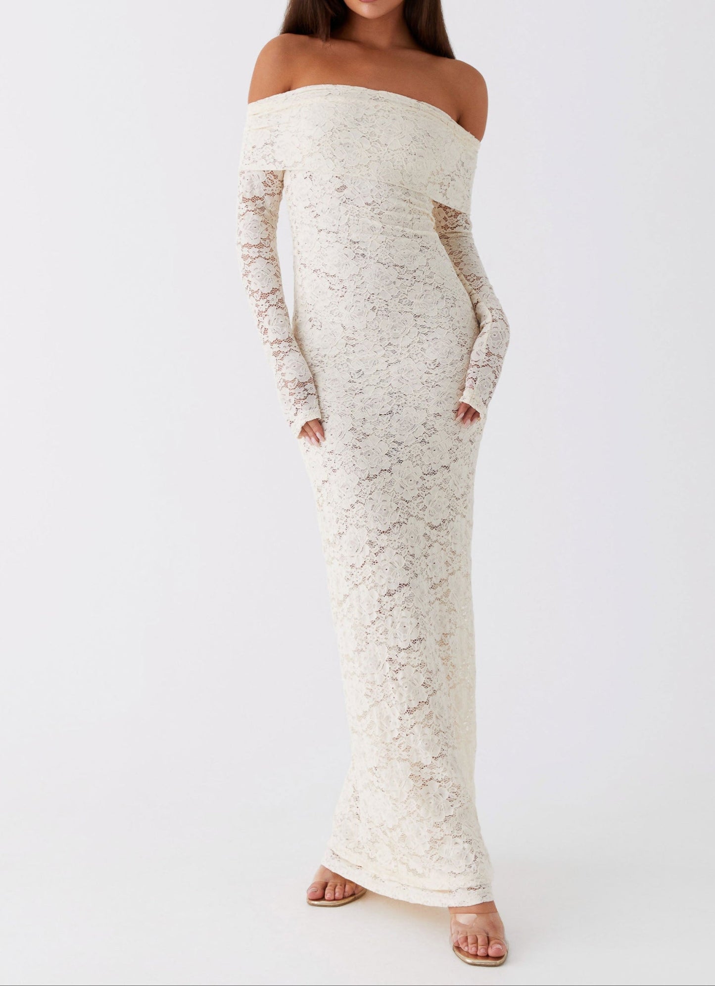 Genoviva Spitzen Maxikleid – Elfenbein
