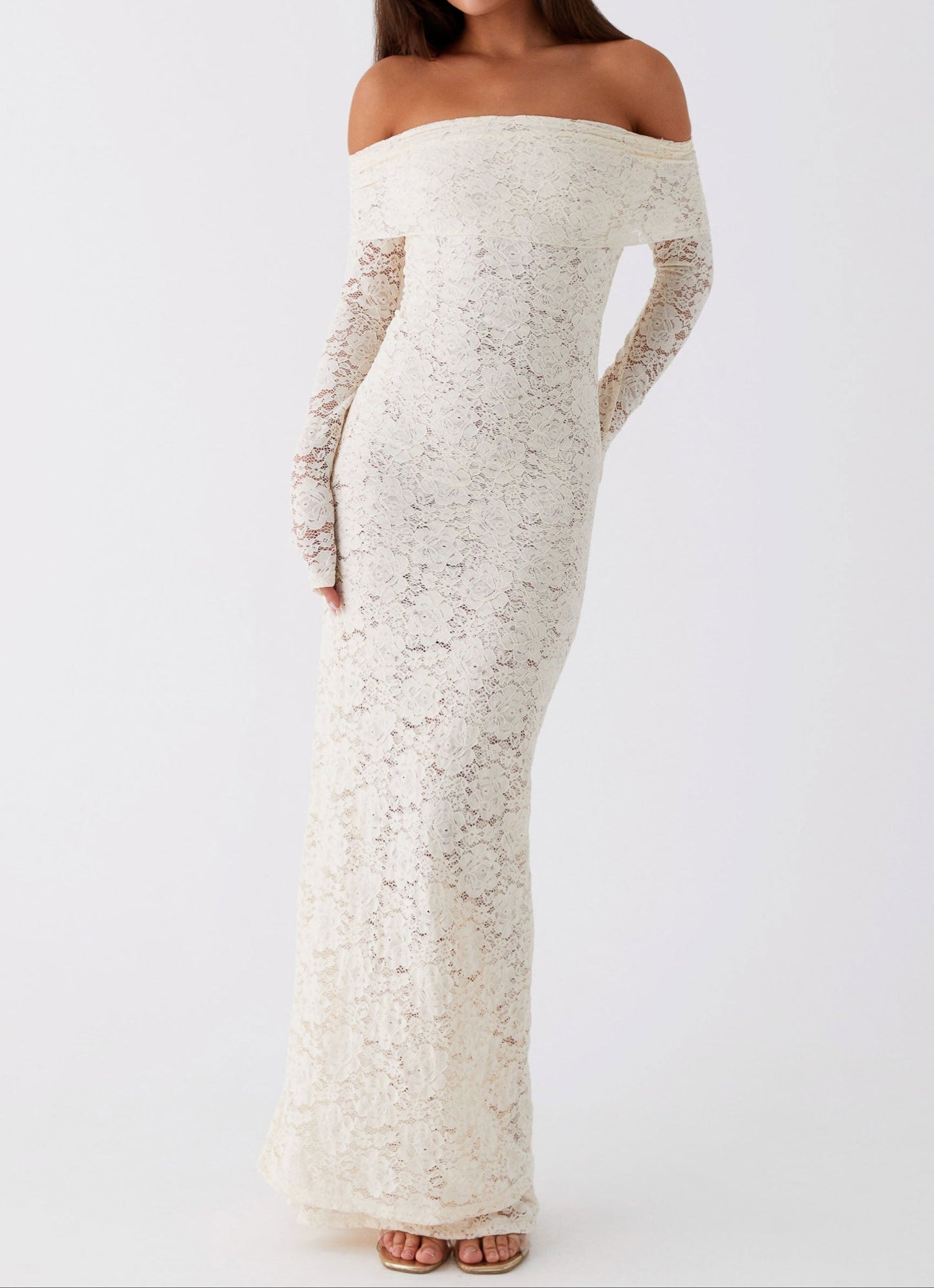 Genoviva Spitzen Maxikleid – Elfenbein
