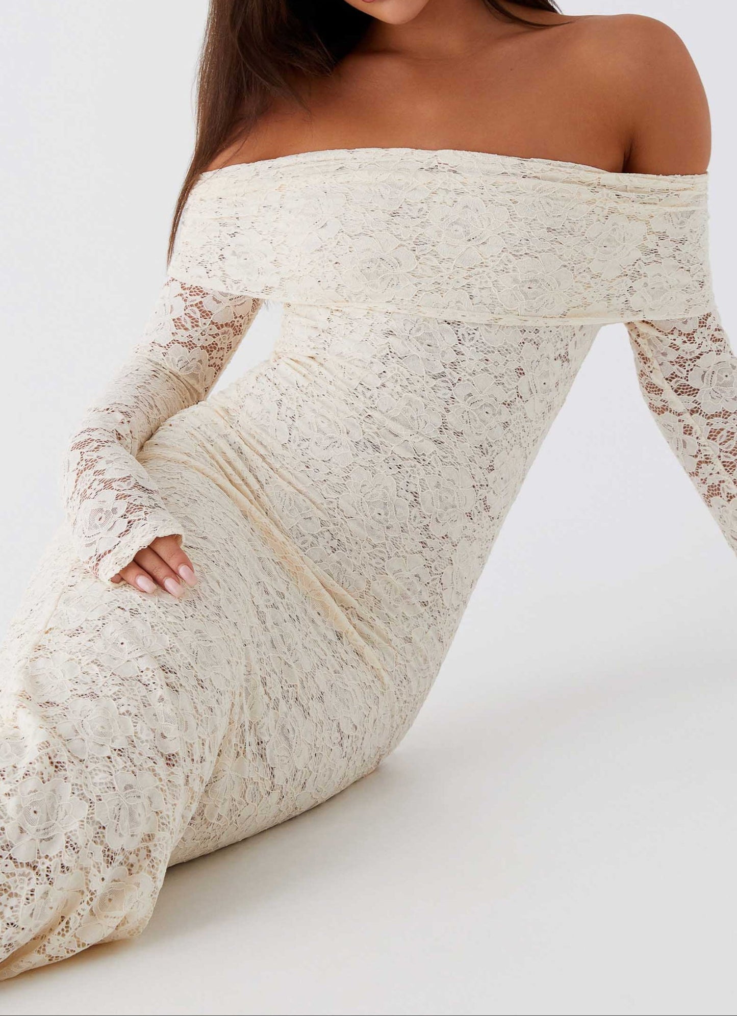 Genoviva Spitzen Maxikleid – Elfenbein