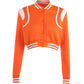 Orange Kontrastfarbige Crop Varsity Jacke