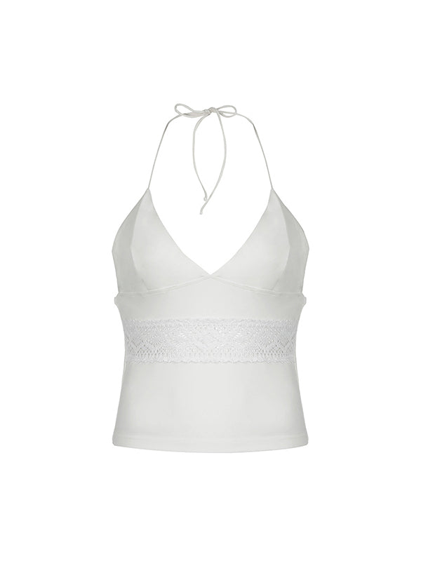 Classic White V-Neck Slim Cami Top with Chest Shape 