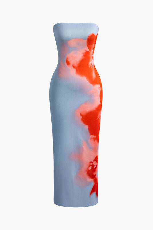 Y2K floral print maxi dress with slit