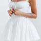 White lace trim mini dress with tie back