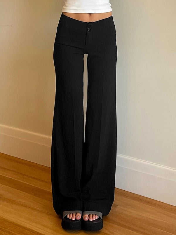 Black vintage high waist flared straight leg pants