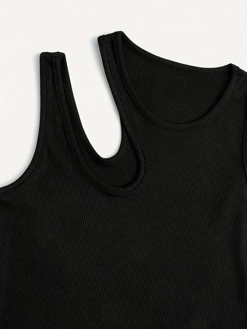 Basic Asymmetric Crop Tank Top 