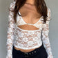 Sexy Perspective Neck Lace Cami Long Sleeve Tee