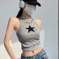 Contrast Color Y2K Star Patch Cropped Tank Top