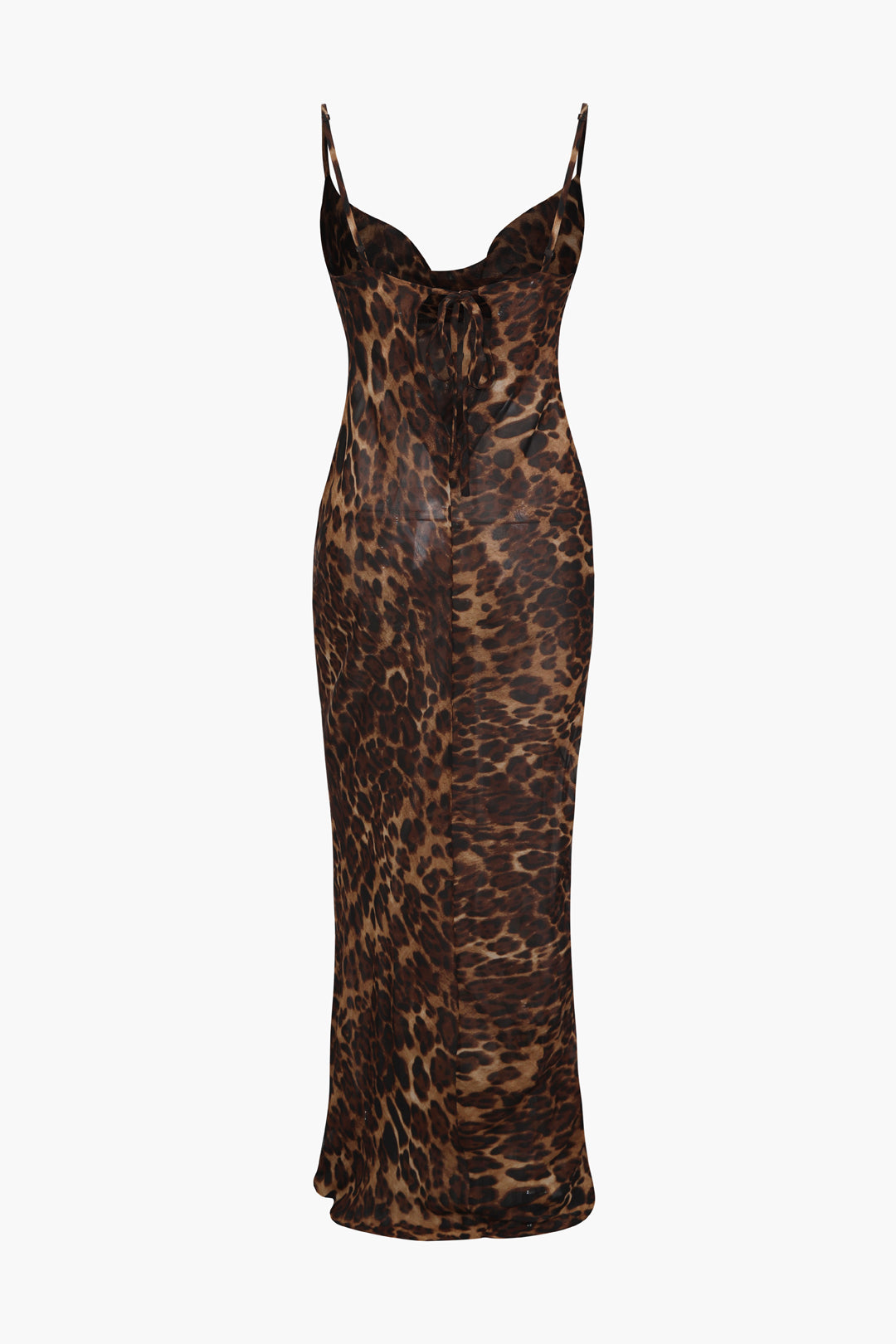 Leopard Print Draped Slim Maxi Dress