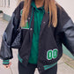 Retro Black Oversize Logo Varsity Jacket