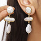 White Vintage Baroque Irregular Earring with Fake Pearls