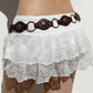 White Vintage Versatile A Line Low Waist Mini Skirt