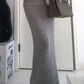 Grey Solid Low Rise Maxi Skirt with Folded Waistband