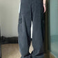 Black Vintage Big Pockets Hanging Detail Cargo Jeans