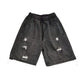 Black hip hop washed skate denim shorts in distressed look