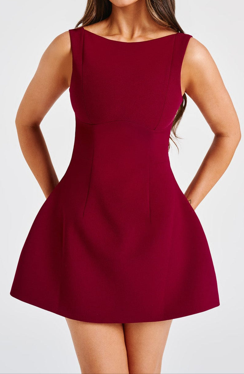 Ginevra Mini Dress – Wine Red