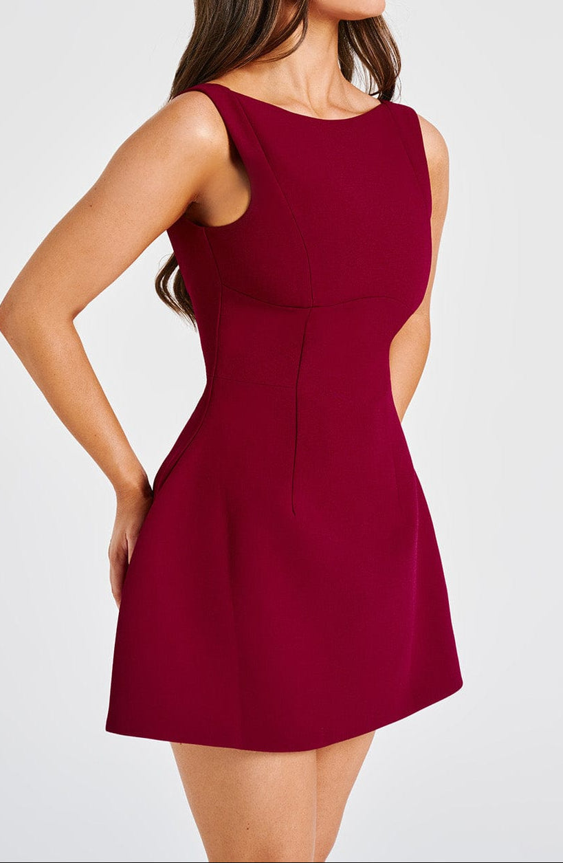 Ginevra Mini Dress – Wine Red