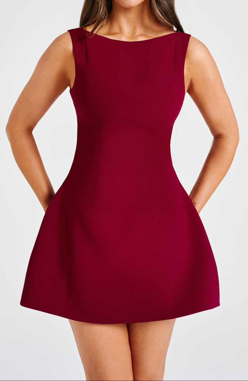 Ginevra Mini Dress – Wine Red