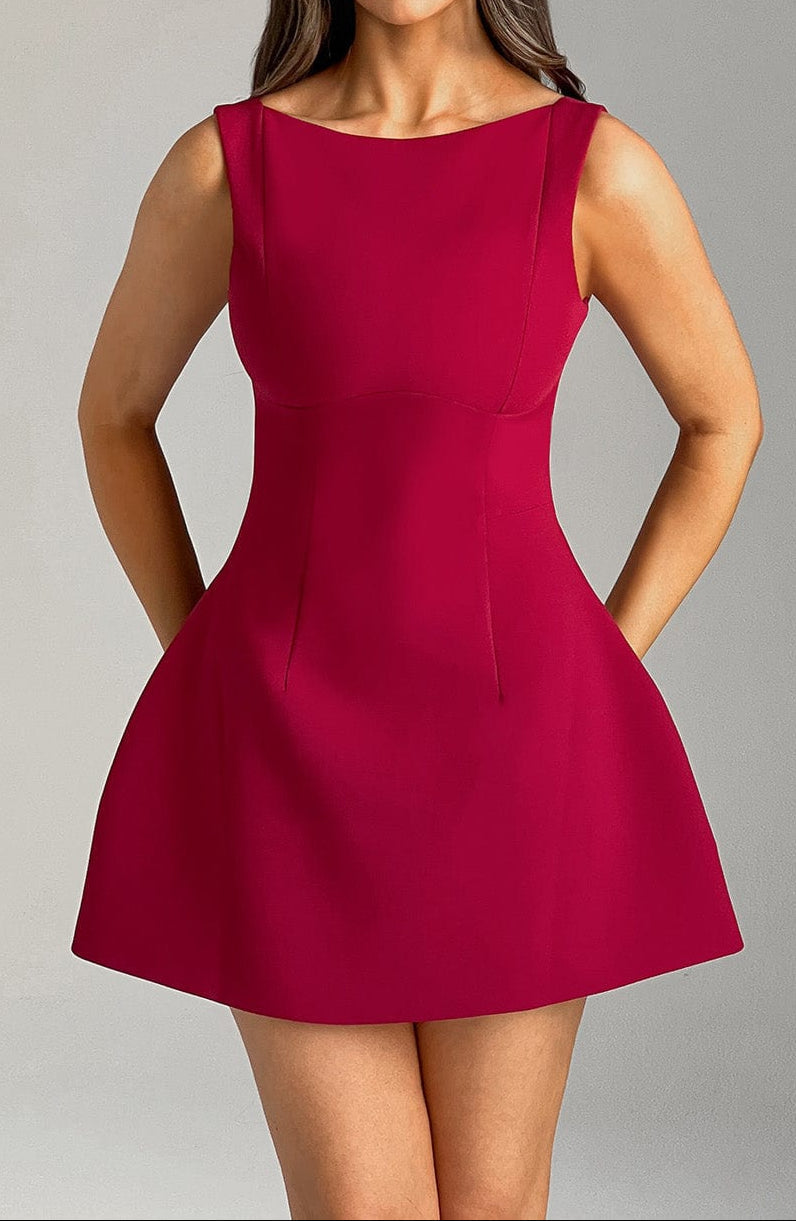 Ginevra Mini Dress – Wine Red