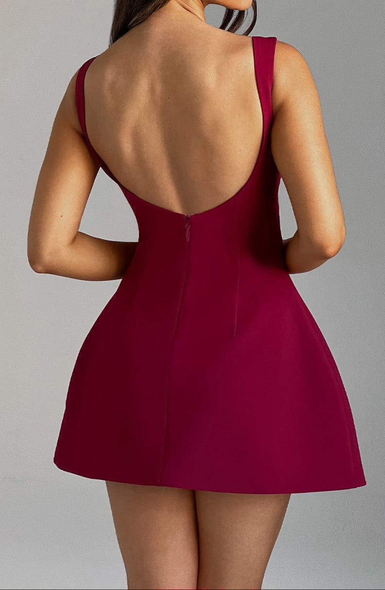Ginevra Mini Dress – Wine Red