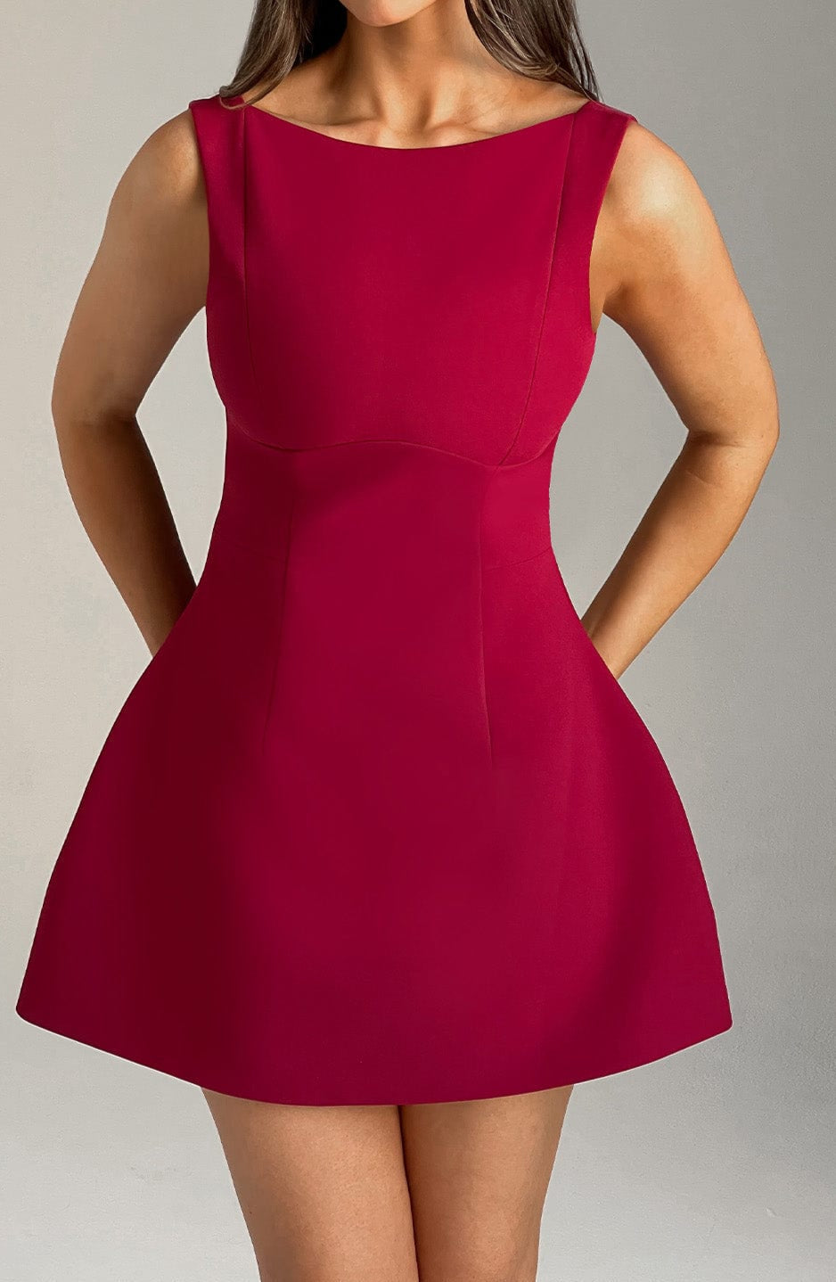 Ginevra Mini Dress – Wine Red
