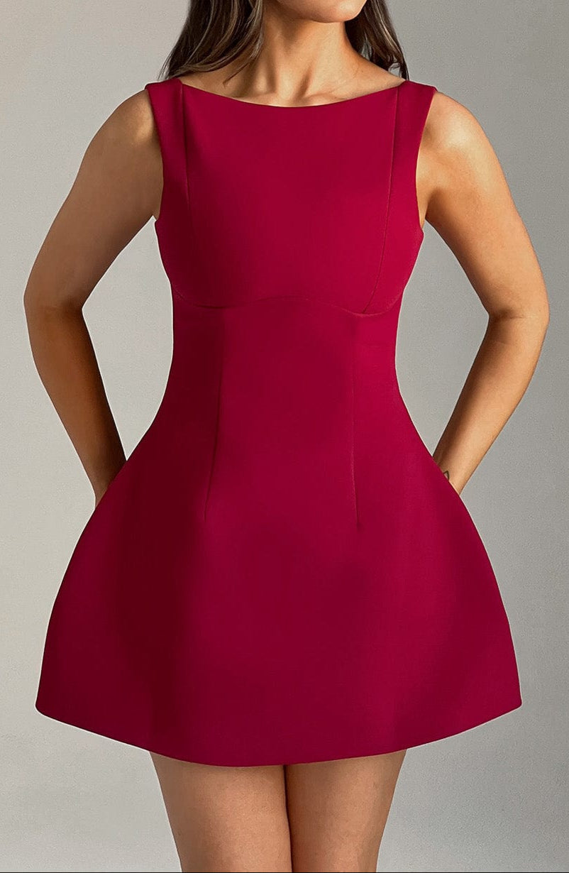 Ginevra Mini Dress – Wine Red