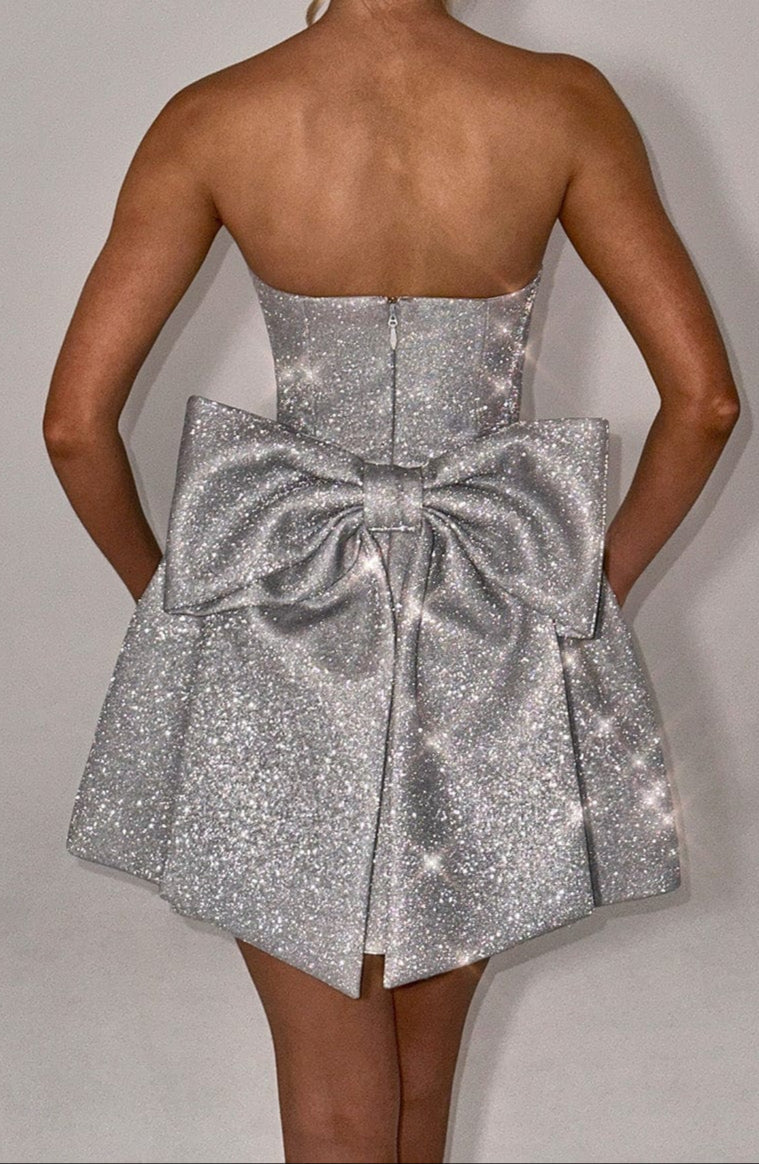 Graziosa Minikleid – Silber Glitzer
