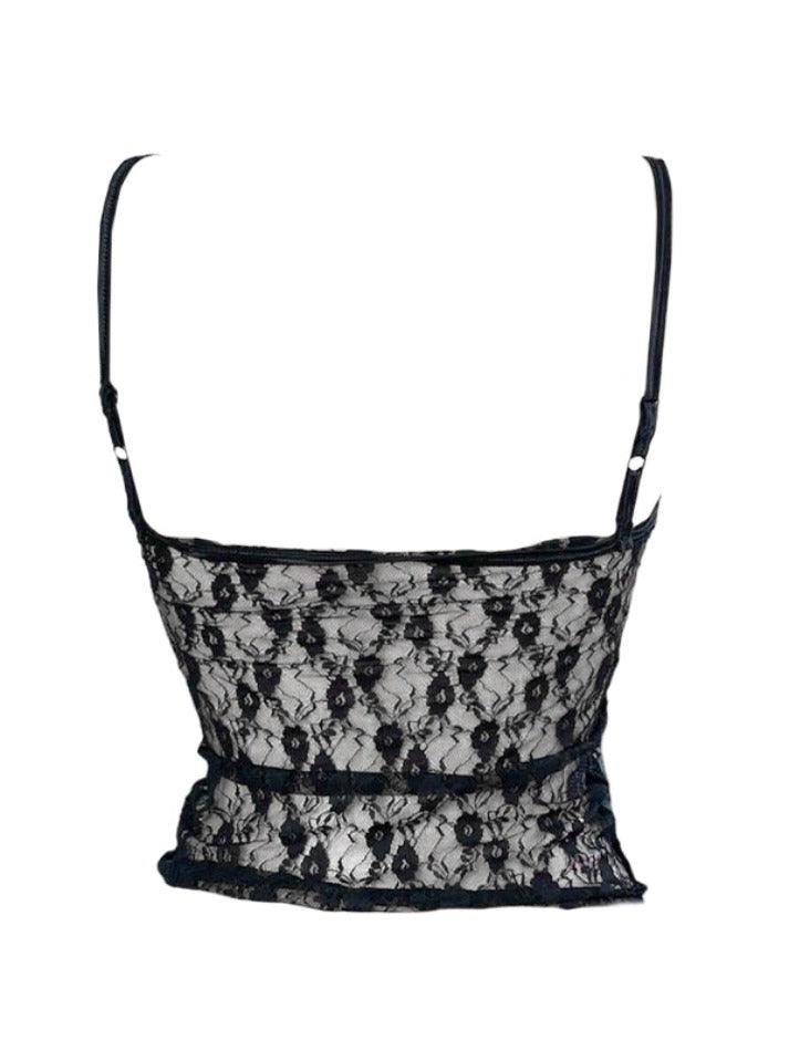 Black Lace Cami Top with Slim Fit