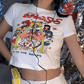 White Y2K Anime Graphic Crop Top