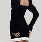 Contrast colored vintage velvet mini dress with quadra neckline puff sleeves